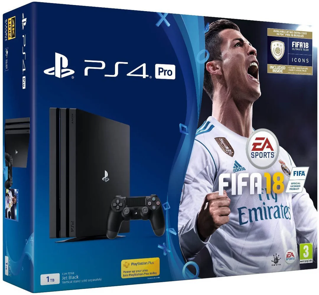 Sony PlayStation FIFA 18 Pro 1TB with FIFA 18 Ultimate Team Icons and Rare Player Pack Image 1