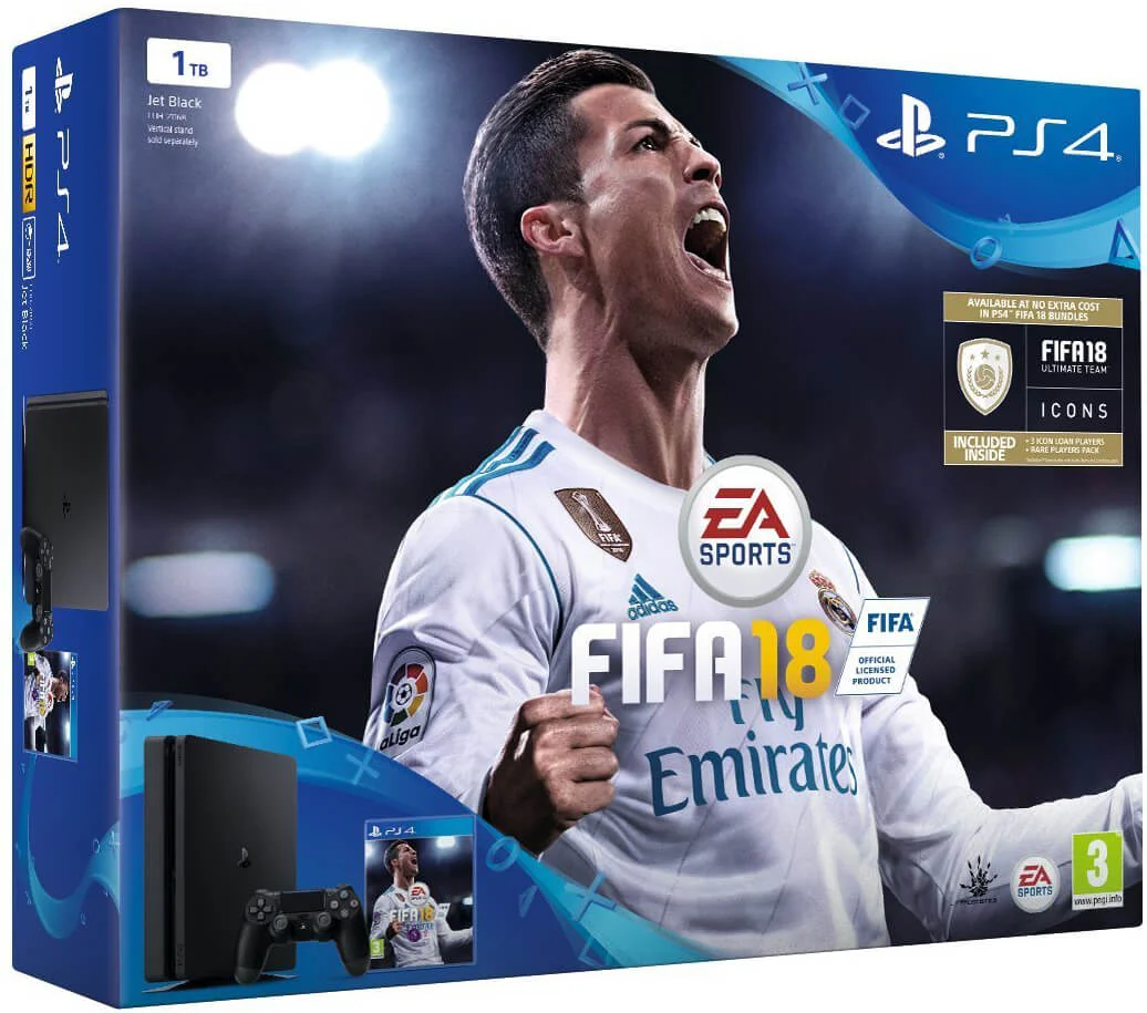 Sony PlayStation FIFA 18 1TB with FIFA 18 Ultimate Team Icons and Rare Player Pack Image 1
