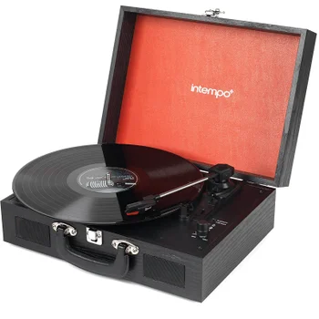 Intempo 3 Speed Bluetooth Turntable with Built-In Speakers - Black