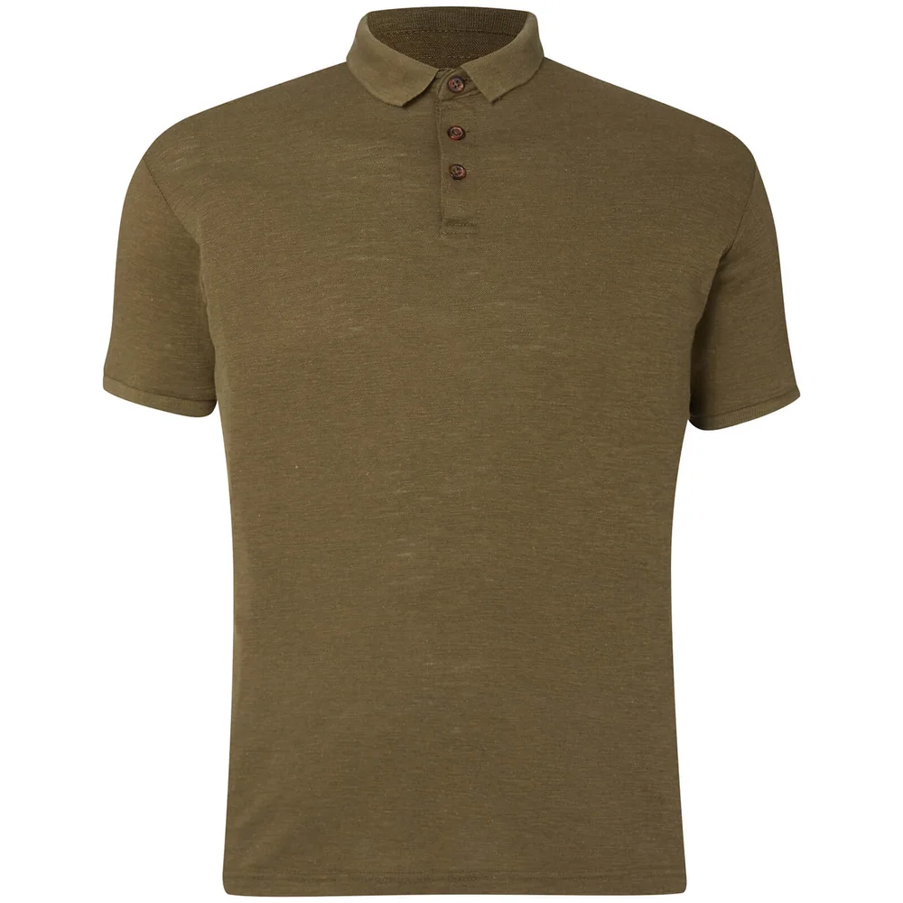 D-Struct Men's Slub Polo Shirt - Khaki - S Image 1