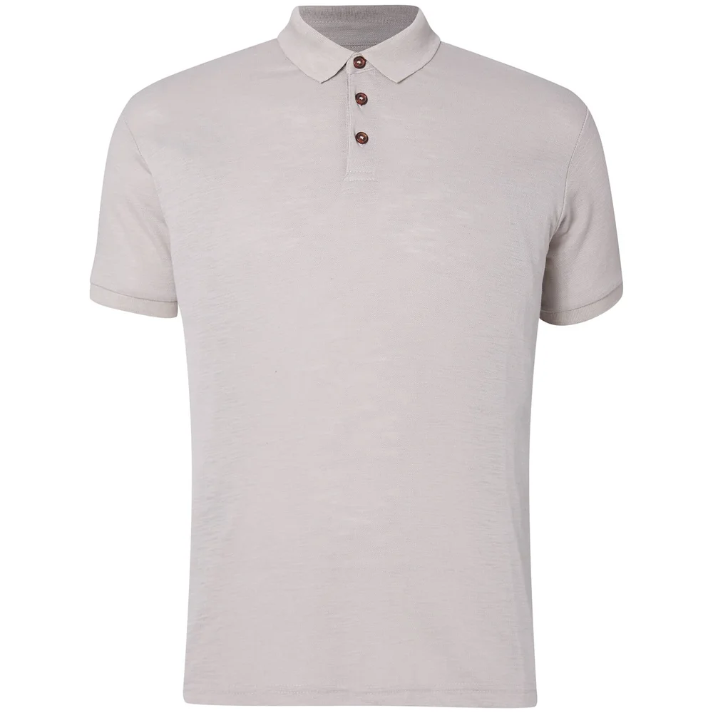 D-Struct Men's Slub Polo Shirt - Grey Marl - S - Grey Image 1