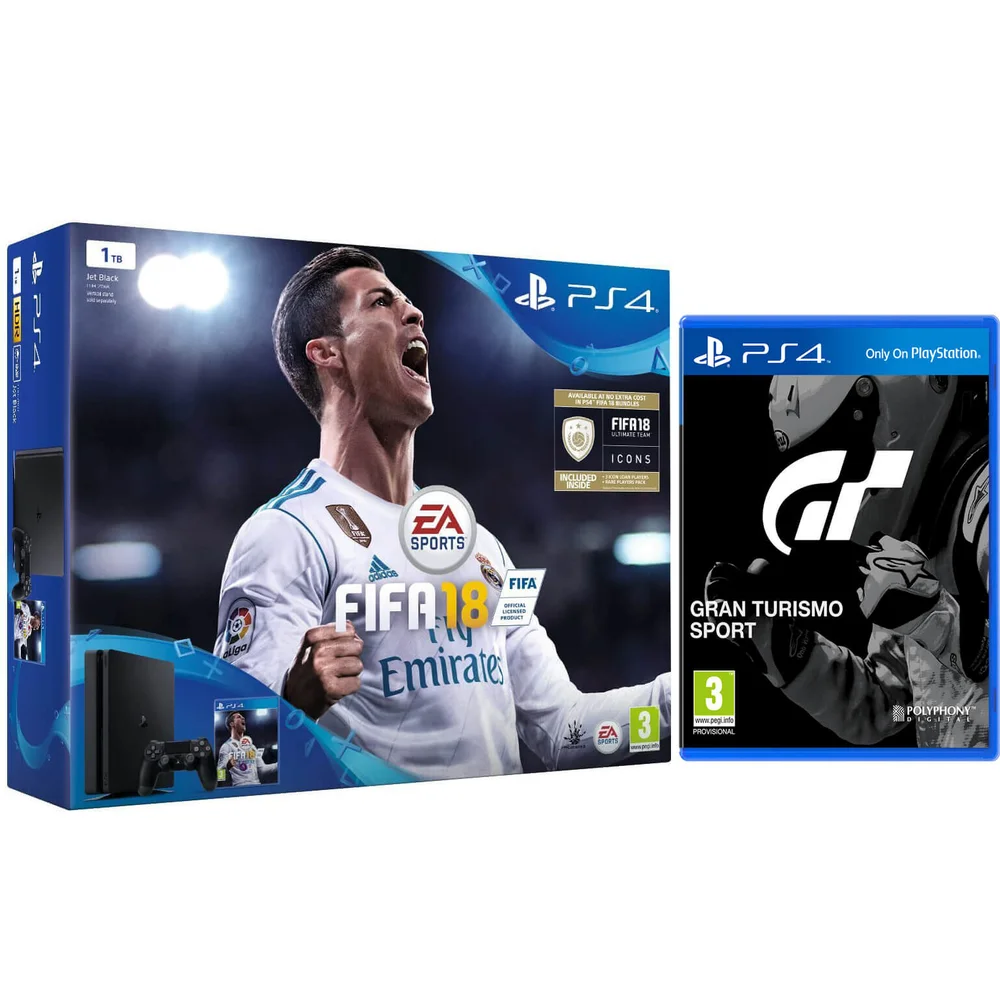 Sony PlayStation 4 Slim 1TB With FIFA 18 & GT Sport Image 1