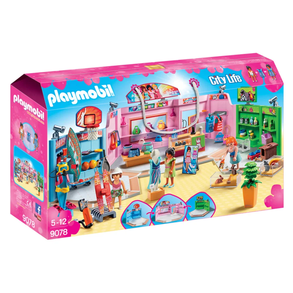 Playmobil City Life Shopping Plaza with Sports, Pet and Clothing Retailers (9078) Image 1
