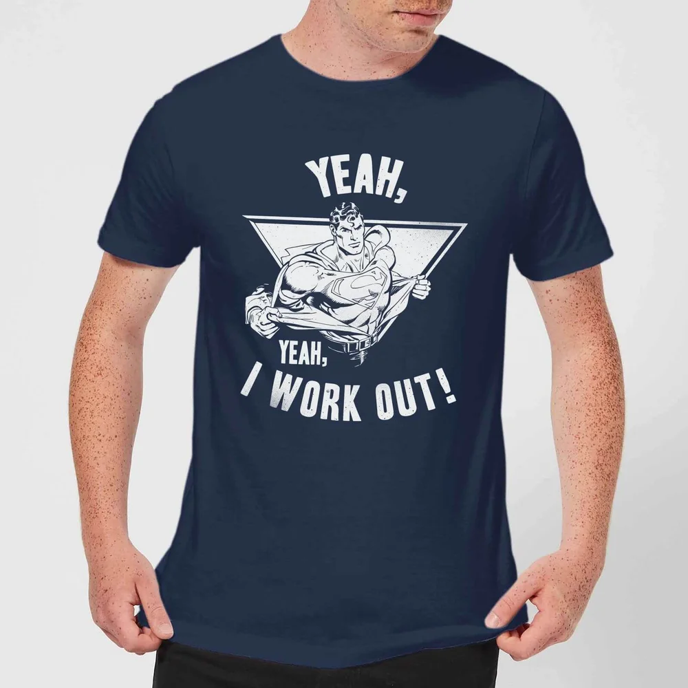 DC Comics Superman I Work Out T-Shirt - Navy - S Image 1