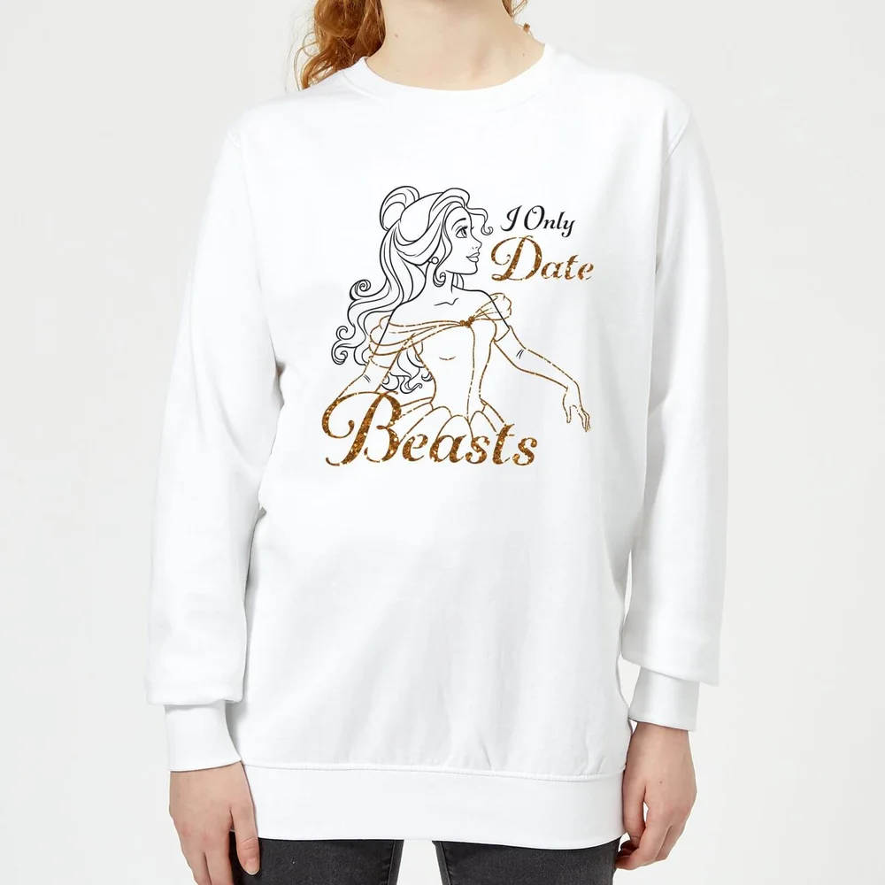 Disney Beauty And The Beast Princess Belle I Only Date Beasts Women's Sweatshirt - White - S Image 1