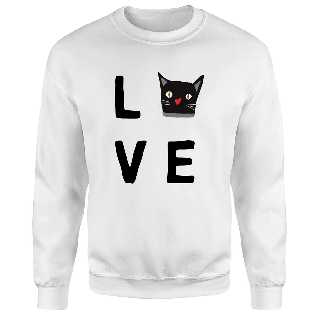 Cat Love Sweatshirt - White - S - White Image 1