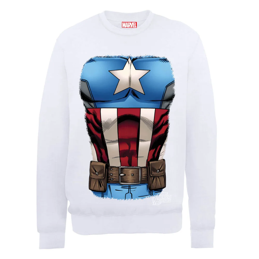 Marvel Avengers Assemble Captain America Chest Sweatshirt - White - S Image 1
