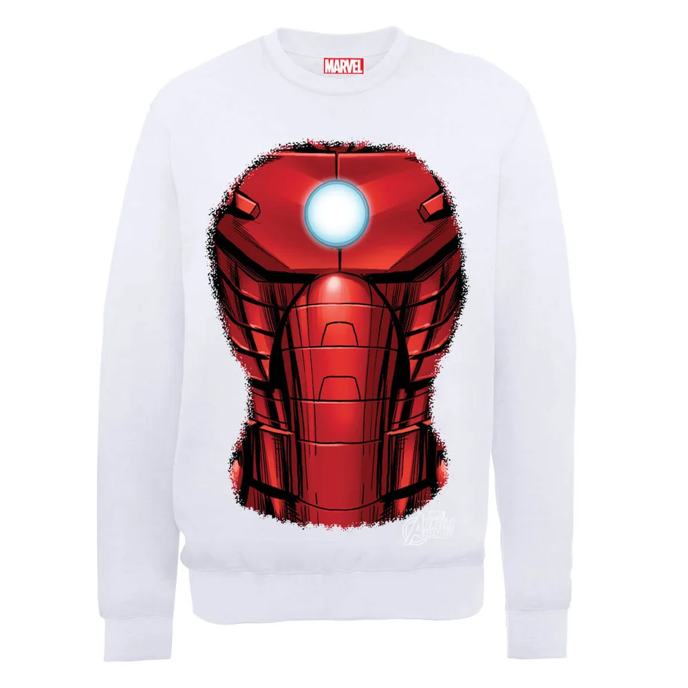 Marvel Avengers Assemble Iron Man Chest Burst Sweatshirt - White - S Image 1