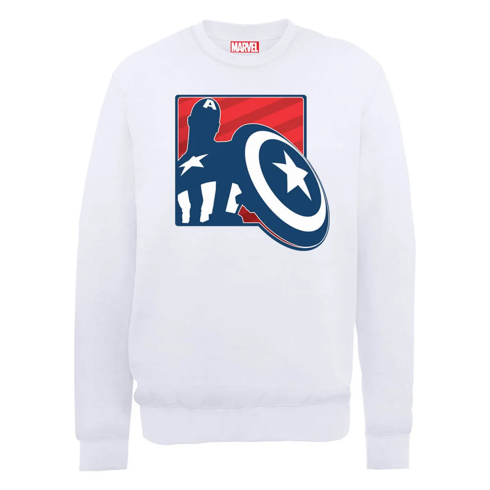 Marvel Avengers Assemble Captain America Badge Outline Sweatshirt - White - S Image 1