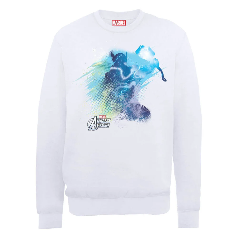 Marvel Avengers Assemble Thor Art Burst Sweatshirt - White - S - White Image 1
