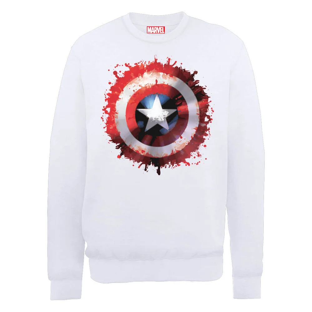 Marvel Avengers Assemble Captain America Art Shield Sweatshirt - White - S - White Image 1
