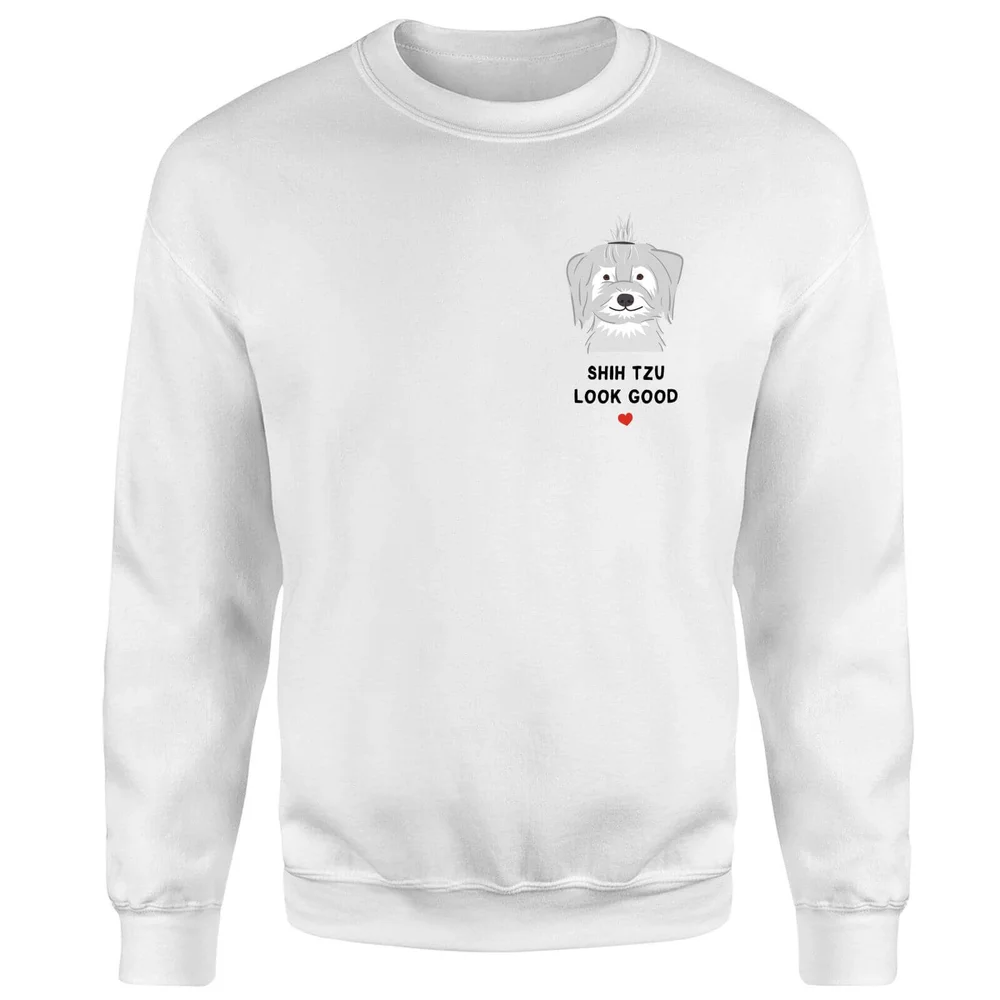 Shih Tzu Look Good Sweatshirt - White - S - White Image 1