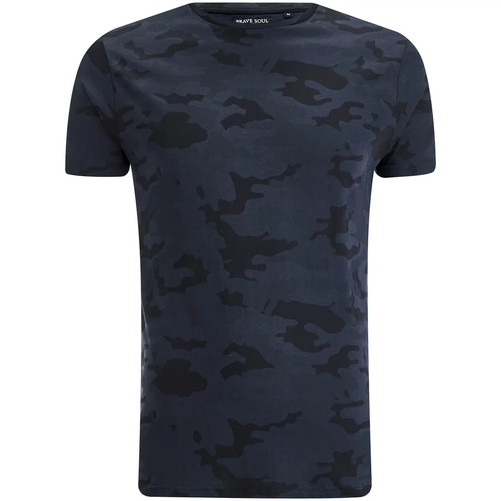 Brave Soul Men's Disguise Camo T-Shirt - Navy - S - Navy Image 1