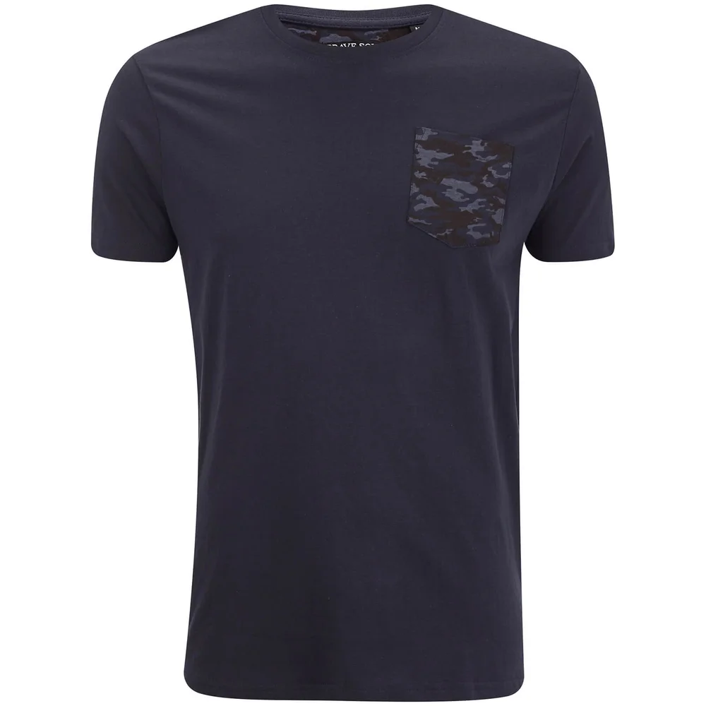 Brave Soul Men's Pulp Camo Pocket T-Shirt - Navy - S - Navy Image 1