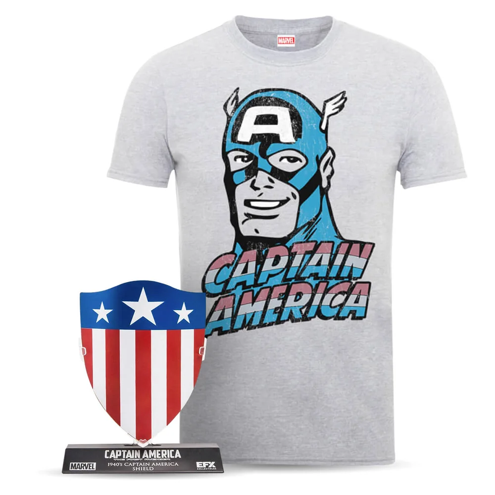 Marvel Captain America Men's T-Shirt and Shield Bundle - S Image 1