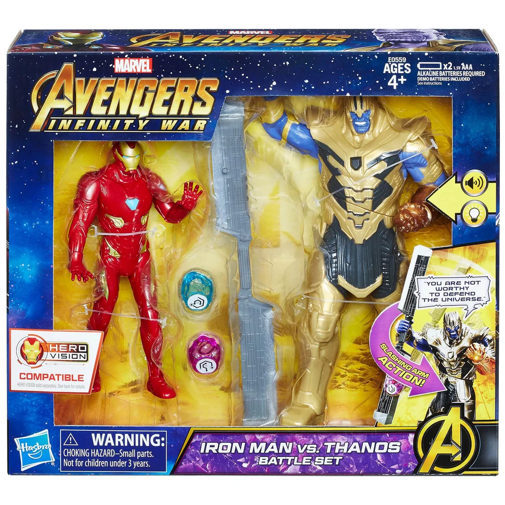 Hasbro Marvel Avengers 6 Inch Iron Man Vs. Thanos Battle Set Image 1