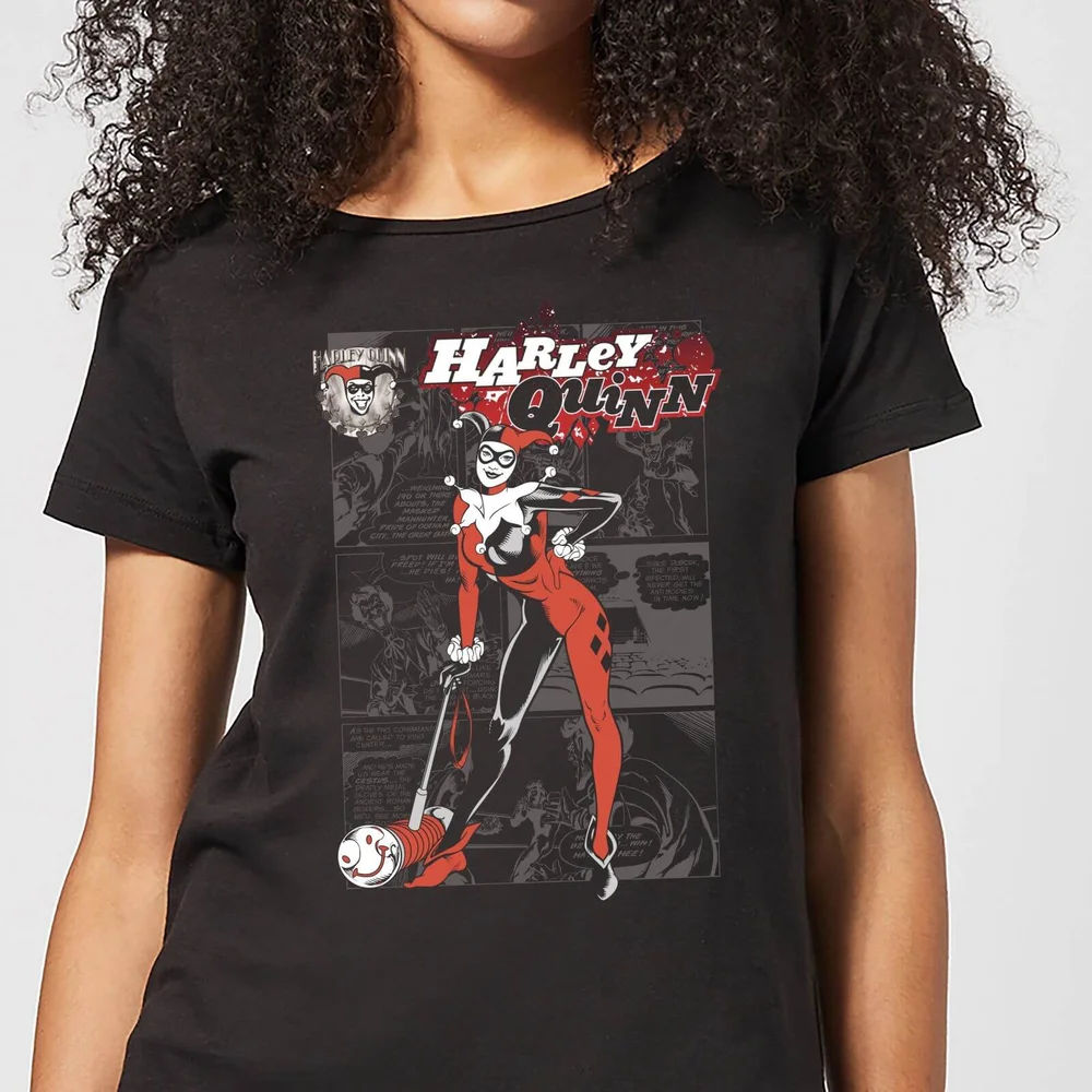 DC Comics Batman Harley Quinn Comic Page Women's T-Shirt - Black - S Image 1