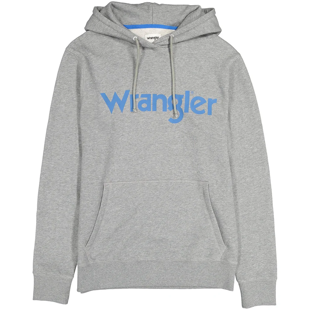 Wrangler Men's Logo Hoody - Grey Melange - S - Grey Image 1