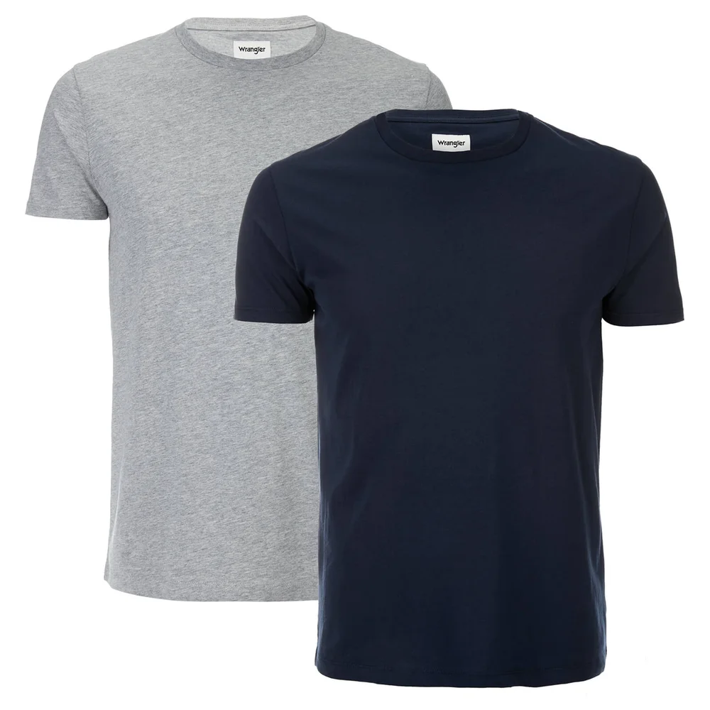 Wrangler Men's 2 Pack T-Shirt - Mid Grey Melange - S - Grey Image 1