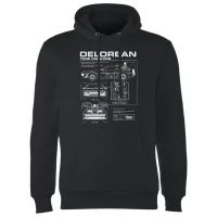 Back To The Future DeLorean Schematic Hoodie - Black - undefined undefined
