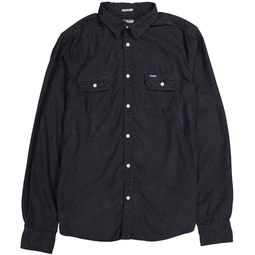 Wrangler Men's 2 Pocket Micro Cord Shirt - Dark Navy - S - Blue Image 1
