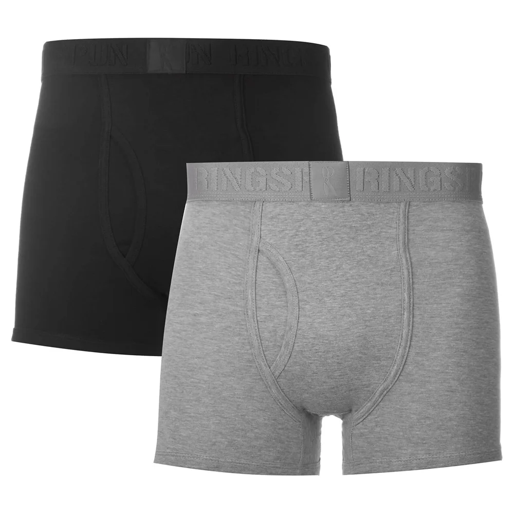 Ringspun Men's 2 Pack Boxers - Black/Grey - S - Black/Grey Image 1