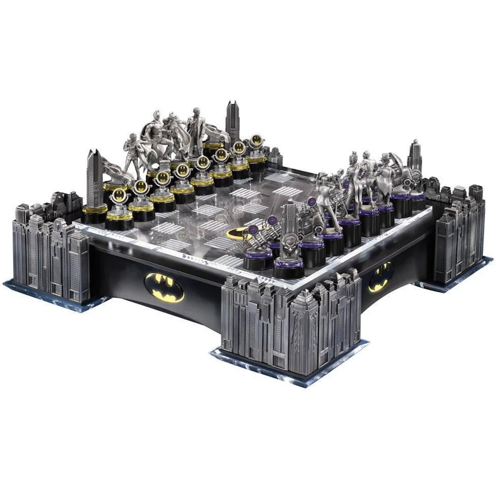 DC Comics Batman Pewter Chess Set with Illuminating Bat Signal Image 1