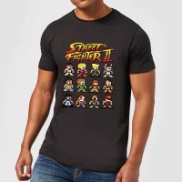 Street Fighter 2 Pixel Characters Men's T-Shirt - Black - undefined undefined