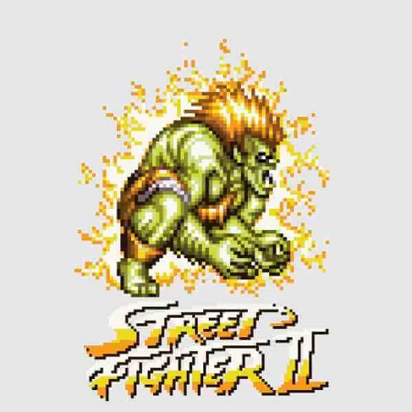 Street Fighter Blanka 16-bit Men's T-Shirt - Grey