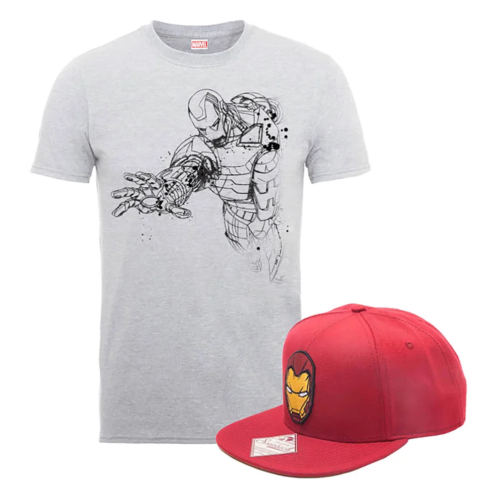 Marvel Comics Iron Man T-Shirt + Snapback Bundle - Men's - S Image 1