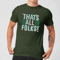 Looney Tunes That's All Folks Men's T-Shirt - Forest Green - undefined undefined
