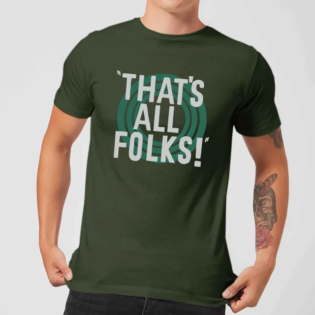 Looney Tunes That's All Folks Men's T-Shirt - Forest Green
