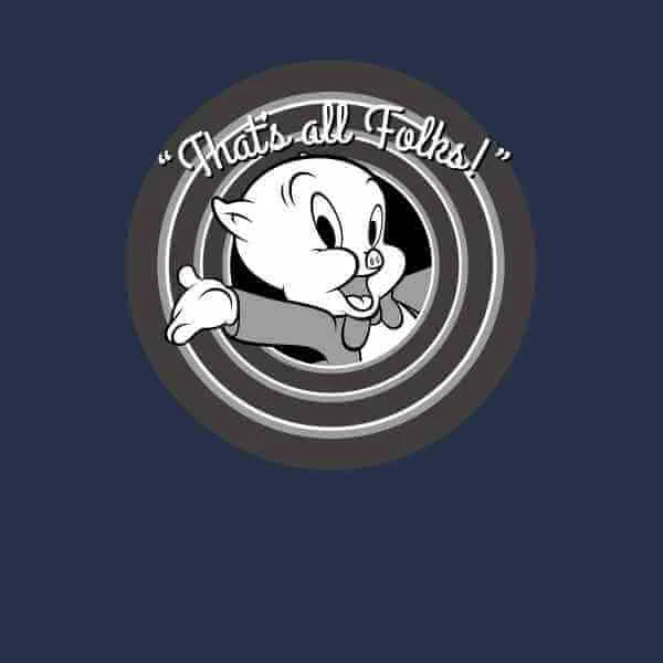 Looney Tunes That's All Folks Porky Pig Men's T-Shirt - Navy