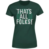 Looney Tunes That's All Folks Women's T-Shirt - Forest Green - undefined undefined