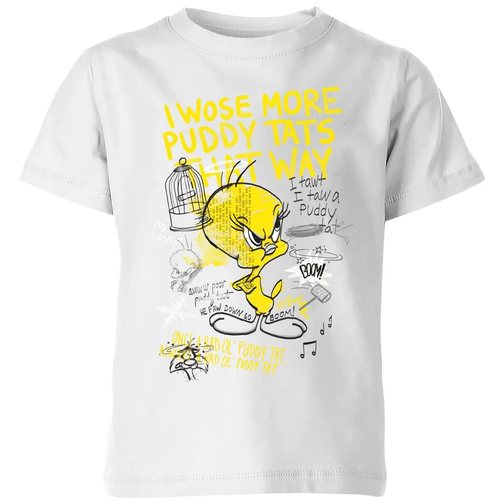 Looney Tunes Tweety Pie More Puddy Tats Kids' T-Shirt - White - 3-4 Years Image 1