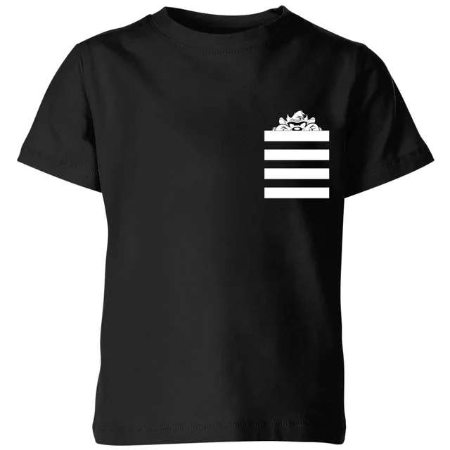 Looney Tunes Taz Stripes Pocket Print Kids' T-Shirt - Black