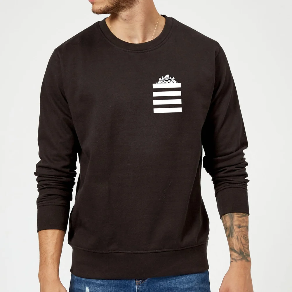 Looney Tunes Taz Stripes Pocket Print Sweatshirt - Black - S Image 1