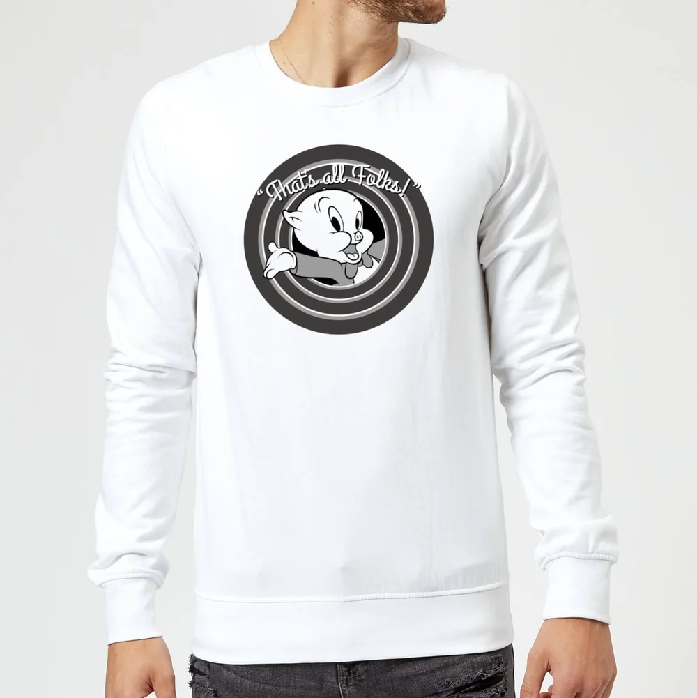 Looney Tunes That's All Folks Porky Pig Sweatshirt - White - S Image 1