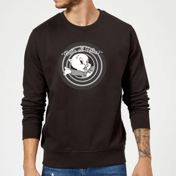Looney Tunes That's All Folks Porky Pig Sweatshirt - Black
