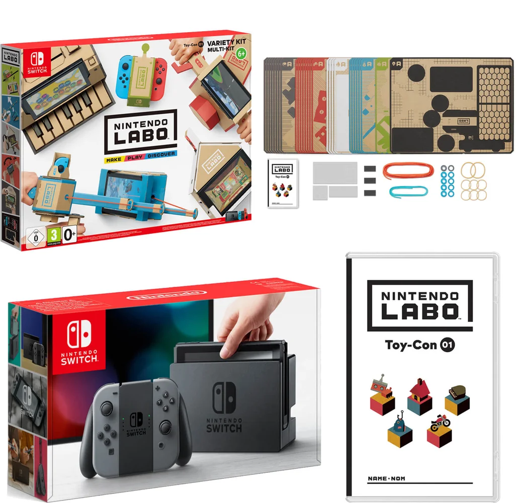 Nintendo Switch Console With Grey Joy-Con & Labo Toy-Con 01: Variety Kit Image 1