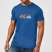 The Flintstones Family Car Distressed Men's T-Shirt - Royal Blue - undefined undefined