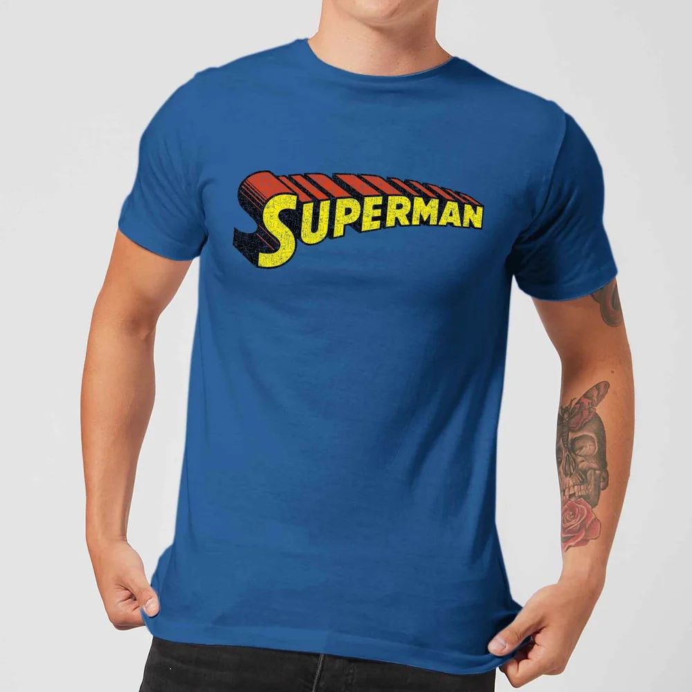 DC Superman Telescopic Crackle Logo Men's T-Shirt - Royal Blue - S Image 1