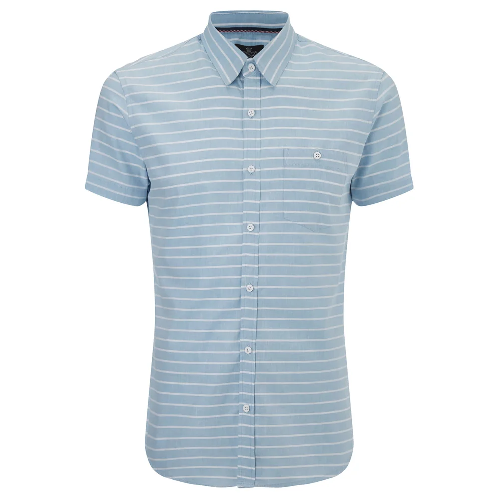 Threadbare Men's Mitts Short Sleeve Shirt - Navy/White Stripe - S - Navy/White Image 1