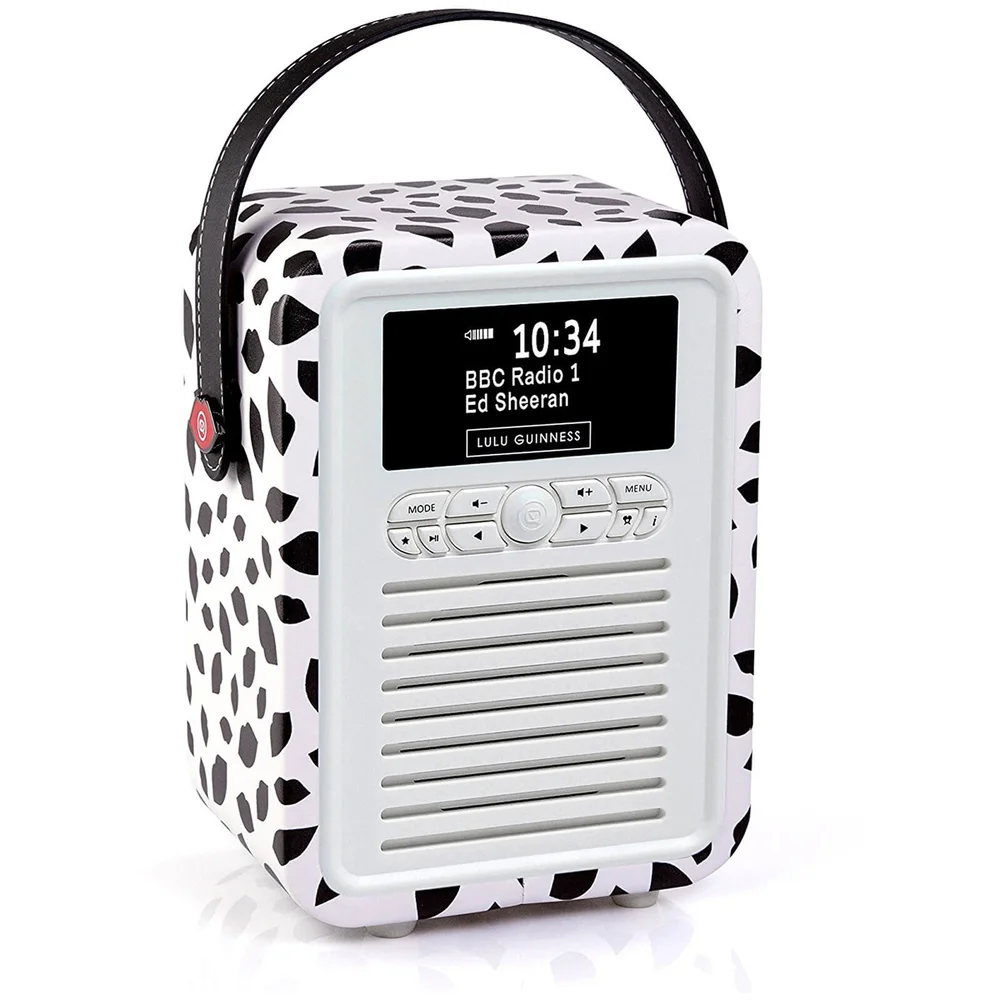 VQ Retro Mini DAB & DAB+ Digital Radio with FM, Bluetooth and Alarm Clock - Lulu Guinness Black Lips Image 1