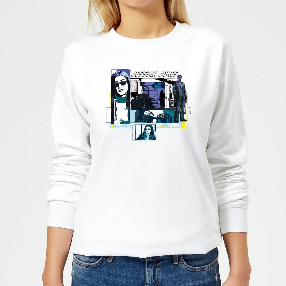 Marvel Knights Jessica Jones Comic Panels Women's Sweatshirt - White - S Image 1