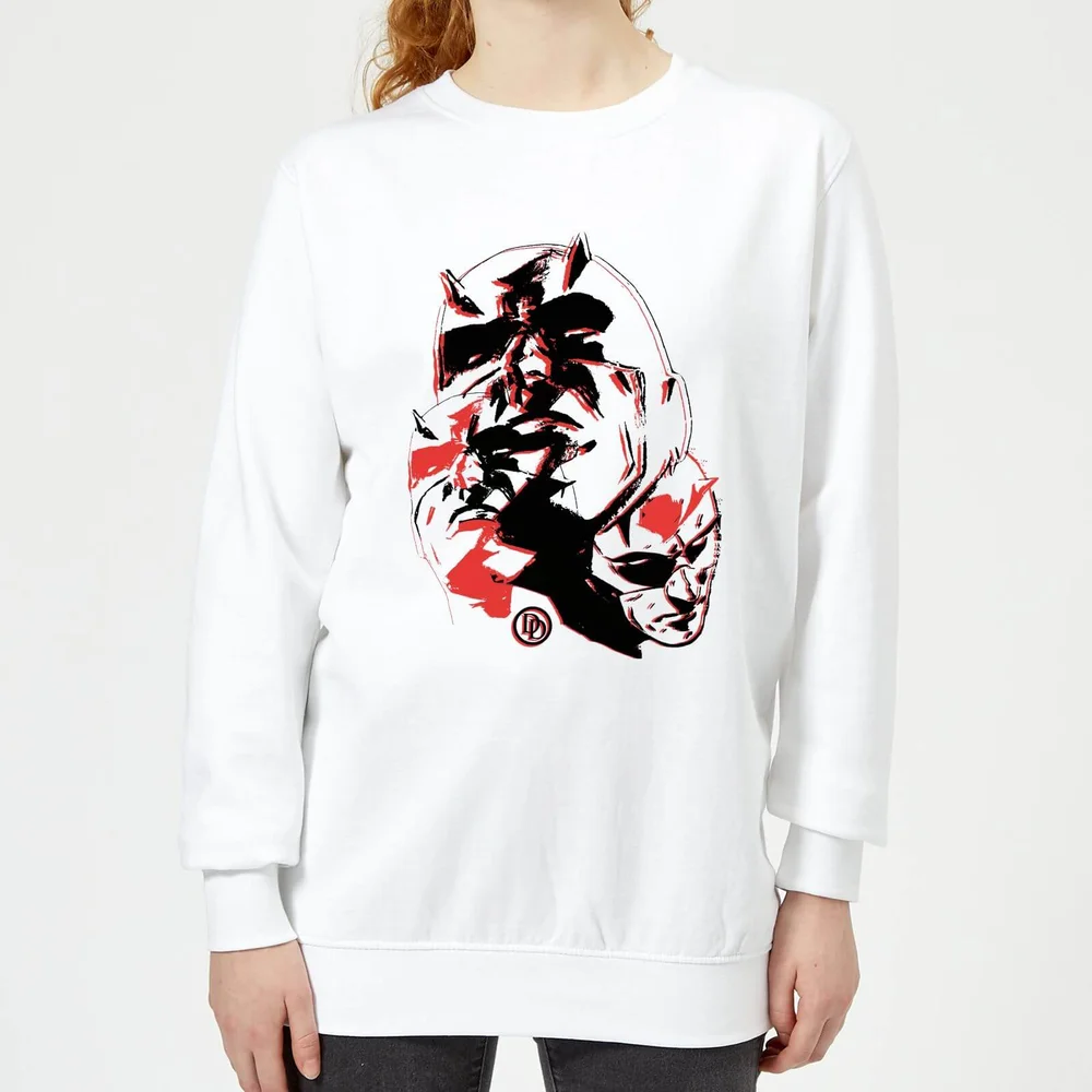 Marvel Knights Daredevil Layered Faces Women's Sweatshirt - White - S Image 1