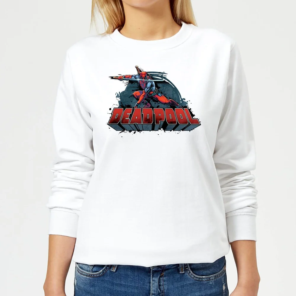 Marvel Deadpool Sword Logo Women's Sweatshirt - White - S Image 1