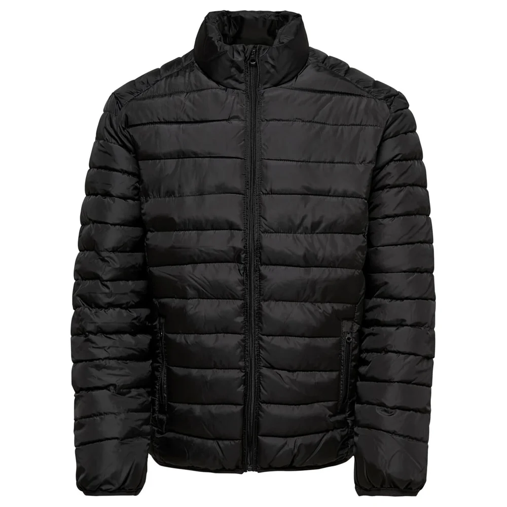 Only & Sons Men's Liner Puffer Stand Collar Jacket - Black - S - Black Image 1