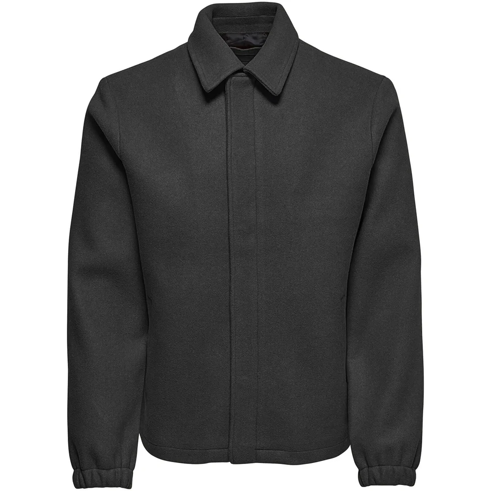 Only & Sons Men's Shawn Wool Jacket - Dark Grey Marl - S - Grey Image 1