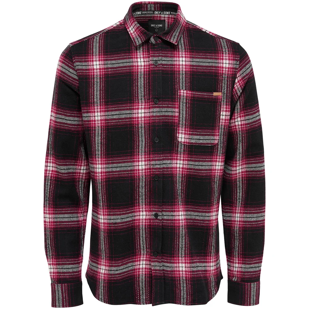 Only & Sons Men's Oconnor Heavy Brushed Check Shirt - Haute Red - S - Red Image 1